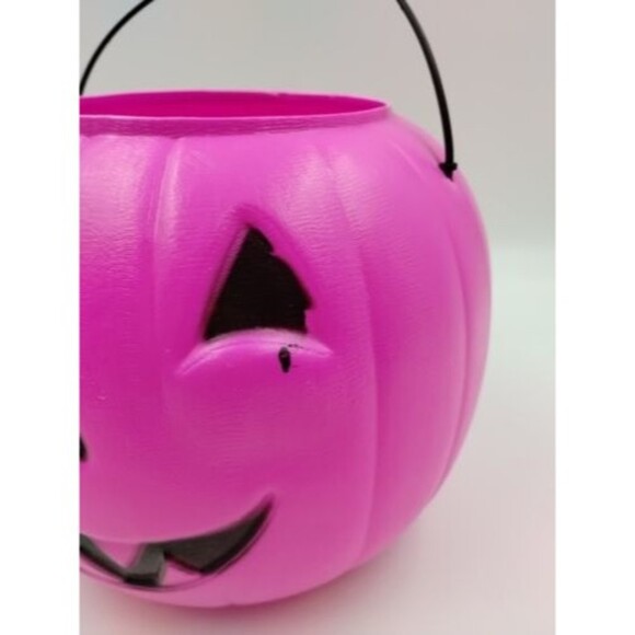 General Foam Pink Blow Mold Pumpkin Jack-O-Lantern Candy Treat Bucket Pa… - Picture 7 of 9